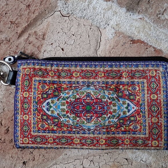 ZIPPERED TAPESTRY POUCH SWIVEL BOLT HOOK/KEY CHAIN NEW - Picture 2 of 4